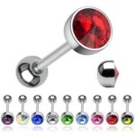 Piercing do jazyka zdobený kamínkem Swarovski® (duhová, 1,6 x 16 mm)
