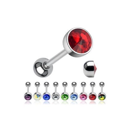 Piercing do jazyka zdobený kamínkem Swarovski® (duhová, 1,6 x 16 mm)