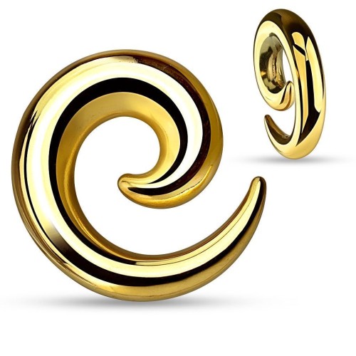 Ocelový roztahovák do ucha - spirála zlatá (3 mm)