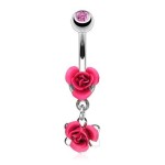 Piercing do pupíku - růžičky (růžová)