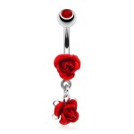Piercing do pupíku - růžičky (červená)