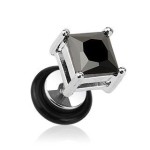 Falešný piercing - čtvercový kámen (čirá)