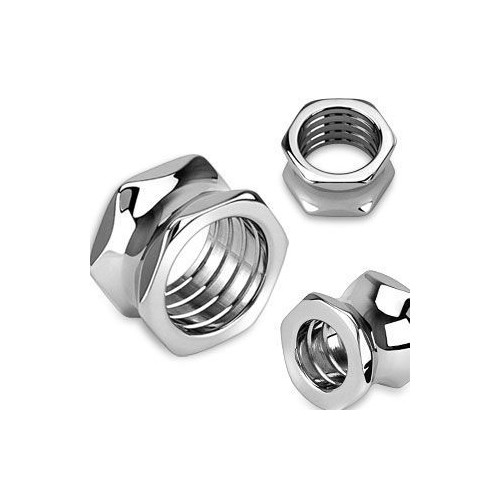 Ocelový tunel do ucha - matice (16 mm)