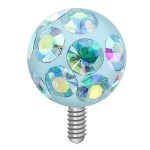 Microdermal - ozdobná část kulička se zirkony, 4 mm (růžová)