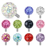 Microdermal - ozdobná část kulička se zirkony, 4 mm (růžová)