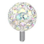 Microdermal - ozdobná část kulička se zirkony, 4 mm (růžová)