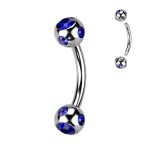 Piercing do obočí - kulička s kamínky (tmavě modrá)