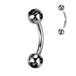 Piercing do obočí - kulička s kamínky (černá)