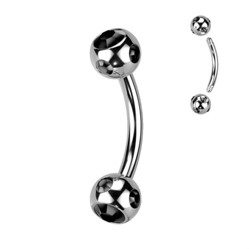 Piercing do obočí - kulička s kamínky (černá)