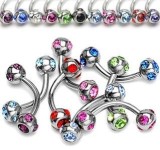 Piercing do obočí - kulička s kamínky (růžová)