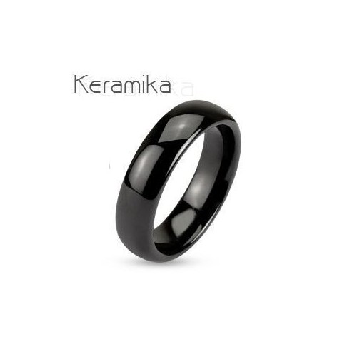 Keramický prsten černý, šíře 6 mm (46)