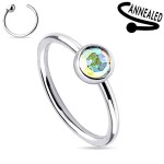 Piercing do nosu/ucha kruh se zirkonem (tyrkysová)
