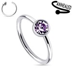 Piercing do nosu/ucha kruh se zirkonem (tyrkysová)