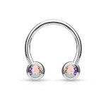 Piercing podkova s kamínky (modrá)