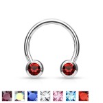 Piercing podkova s kamínky (červená)