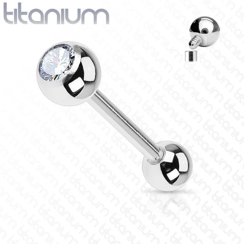 Piercing činka titan zirkon (1,6 x 8 mm, 4 mm kuličky)