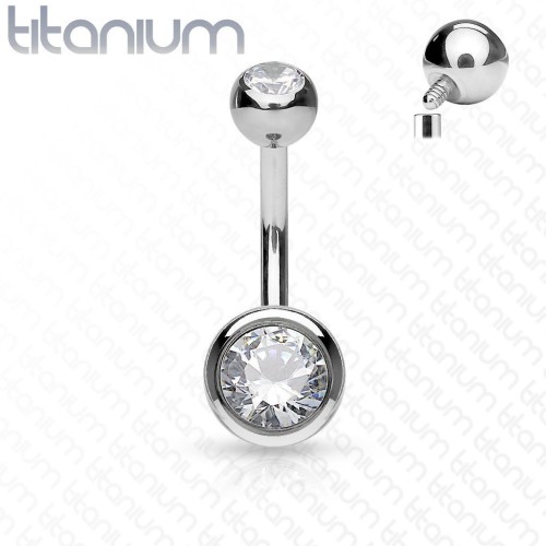 Piercing do pupíku vnitřní závit, zirkon - TITAN (1,6 x 12 mm)