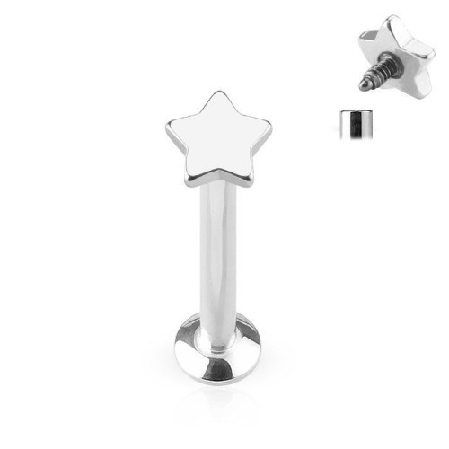 Piercing do brady - labreta, hvězdička (1,2 x 6 mm)