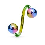 Piercing spirála duhová (1,2 x 10 mm, 4 mm)
