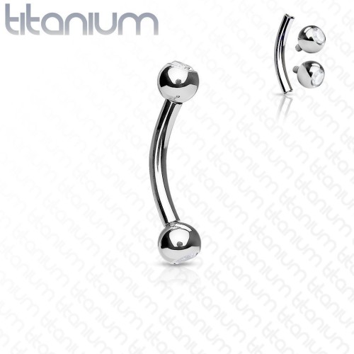 Piercing banánek vnitřní závit, zirkon - TITAN (1,6 x 8 mm)