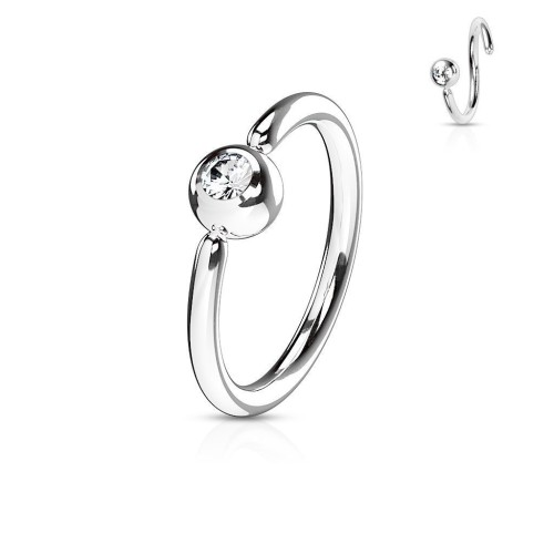 Piercing - kruh, kulička se zirkonem (1,0 x 10 mm)