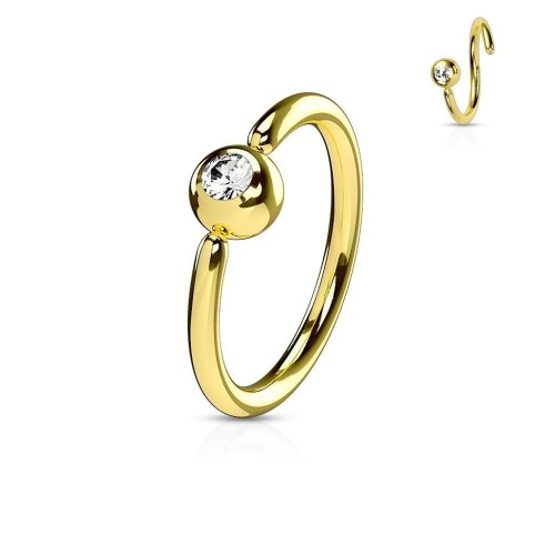 Piercing - zlacený kruh, kulička 3 mm (1,2 x 8 mm)