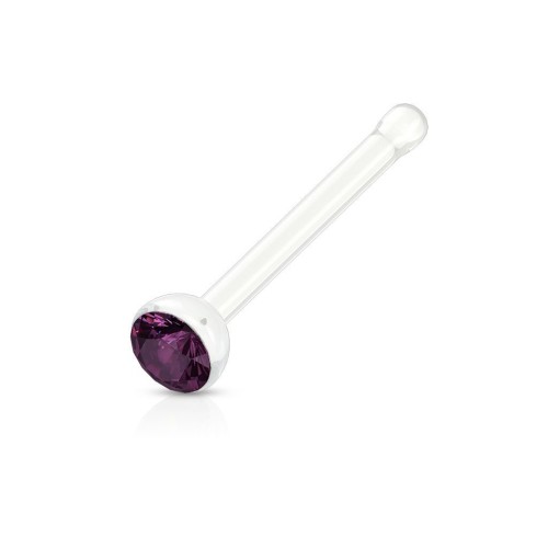 Akryátový piercing do nosu s kamínkem (fialová)