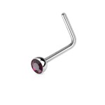 Zahnutý piercing do nosu s kamínkem (fialová)