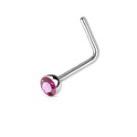 Zahnutý piercing do nosu s kamínkem (fialová)