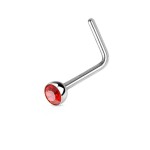 Zahnutý piercing do nosu s kamínkem (tmavě růžová)
