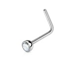 Zahnutý piercing do nosu s kamínkem (tmavě růžová)