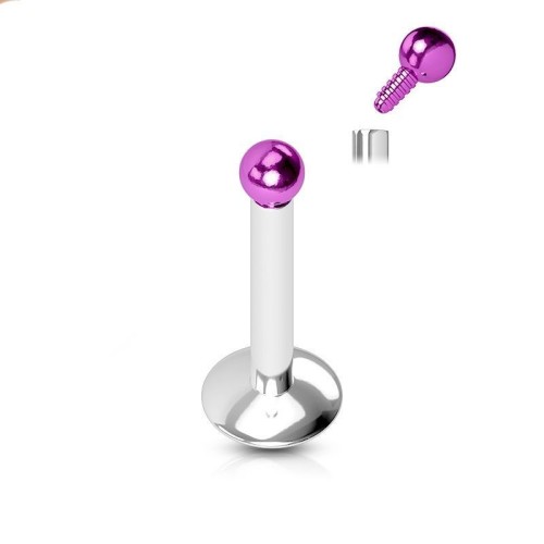 Piercing do brady, fialová kulička (1,2 x 6 mm)