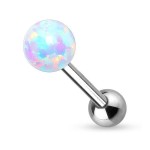 Piercing do jazyka opál (růžová, 1,6 x 16 mm)