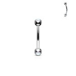 Piercing do obočí zdobený opálem (bílá)
