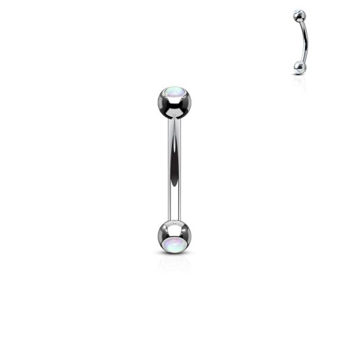 Piercing do obočí zdobený opálem (bílá)