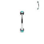 Piercing do obočí zdobený opálem (bílá)