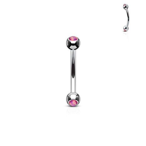 Piercing do obočí zdobený opálem (růžová)