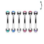 Piercing do obočí zdobený opálem (červená)