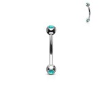 Piercing do obočí zdobený opálem (zelená)