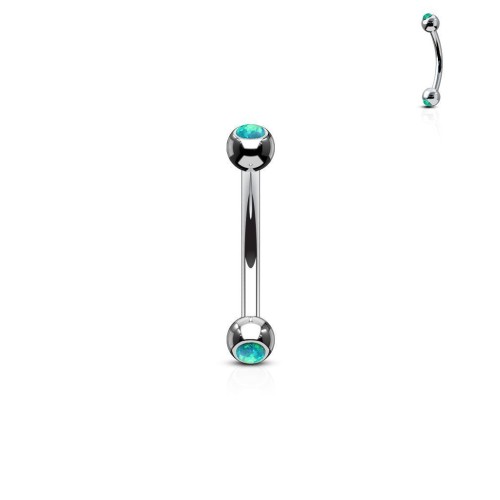 Piercing do obočí zdobený opálem (zelená)