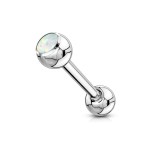 Piercing do jazyka s opálem (bílá)