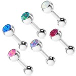 Piercing do jazyka s opálem (červená)