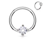 Piercing - kruh s kamínkem (fialová)