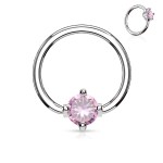 Piercing - kruh s kamínkem (růžová)
