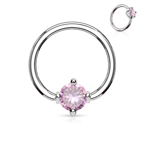Piercing - kruh s kamínkem (růžová)