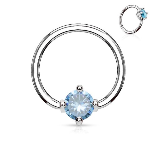 Piercing - kruh s kamínkem (tyrkysová)