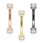 Piercing do obočí, čirý zirkon (žluté zlato)