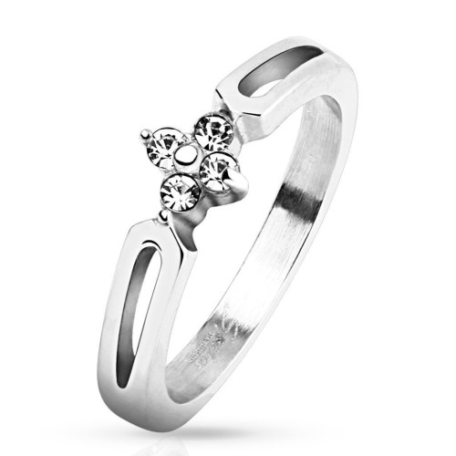Zásnubní ocelový prsten se zirkony (58)
