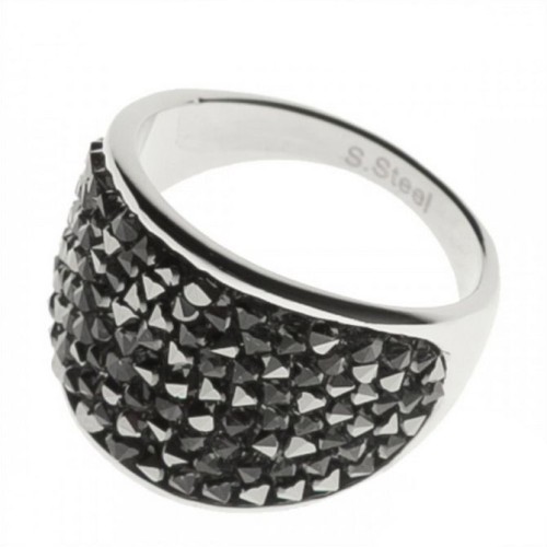 Ocelový prsten s krystaly Crystals from Swarovski®, GREY METALISEÉ (56)