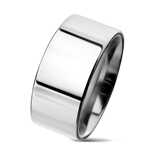 Hladký leštěný ocelový prsten šíře 10 mm (60)
